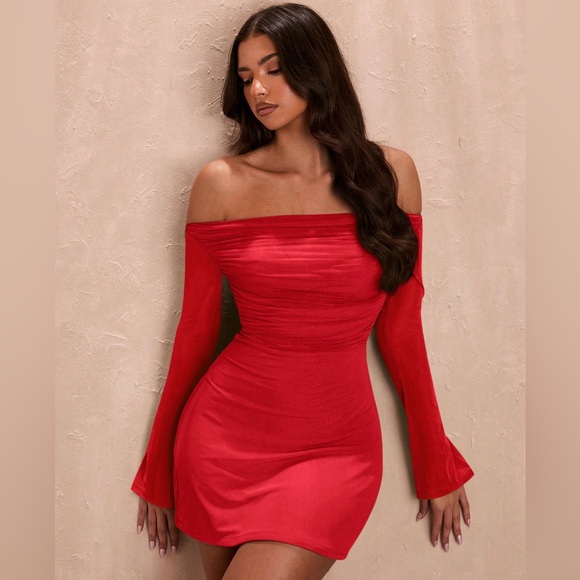 Off shoulder bodycon mini dress green - Picture 4 of 5